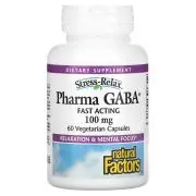 Natural Factors, Stress Relax, Pharma GABA®, 100mg, 60 cápsulas vegetales