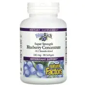 Natural Factors, Super Strength Blueberry Concentrate, 500 mg, 90 cápsulas blandas
