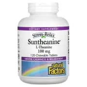 Natural Factors, Stress-Relax Suntheanine L-Theanine, 100mg, 60 comprimidos masticables