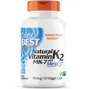 Doctor's Best, vitamina K2 natural, 45mcg, 60 cápsulas vegetales