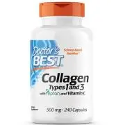 Doctor's Best, colágeno tipo 1 y 3 con peptán y vitamina C, 240 cápsulas