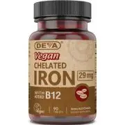 Deva, Hierro quelado vegano 29 mg con B12, 90 comprimidos