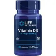 Life Extension, Vitamina D3 25mcg (1000 IU), 90 cápsulas blandas
