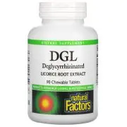Natural Factors, DGL, Raíz de Regaliz Deglycyrrhizinated, 400mg , 90 comprimidos masticables