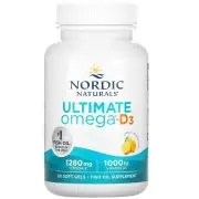 Nordic Naturals, Ultimate Omega-D3, 1280mg Omega-3 plus, 1000IU D3, limón, 60 softgels