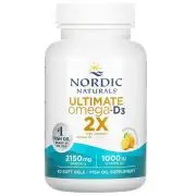 Nordic Naturals, Ultimate Omega 2X, limón, 60 cápsulas blandas