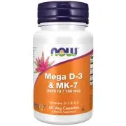 Now Foods, Mega D-3 & MK-7, 60 cápsulas