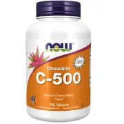 Now Foods, C-500 masticable, Favlor natural de cereza y baya, 100 comprimidos