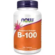 Now Foods, Vitamina B-100 de liberación prolongada, 100 comprimidos