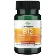 Swanson, Vitamina B12 Cianocobalamina, 500mcg, 30 cápsulas